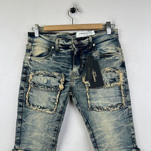 NWT FWRD Boys Denim Distressed Skinny Jeans Unique Design and Pockets Size 18 - Picture 4 of 8